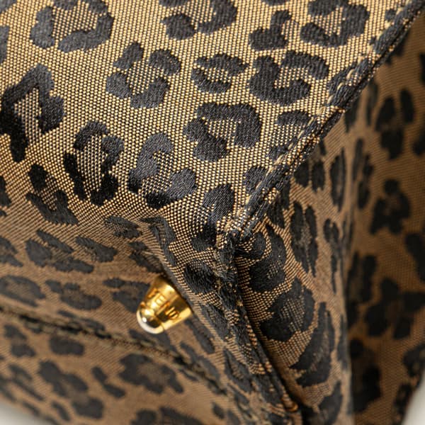 Pre-owned Fendi Leopard Print Canvas Tote Brown