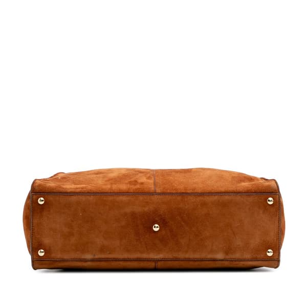 Pre-owned Fendi Large Suede Peekaboo X-Lite Brown