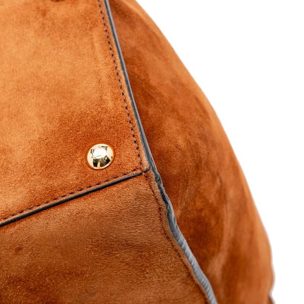 Pre-owned Fendi Large Suede Peekaboo X-Lite Brown