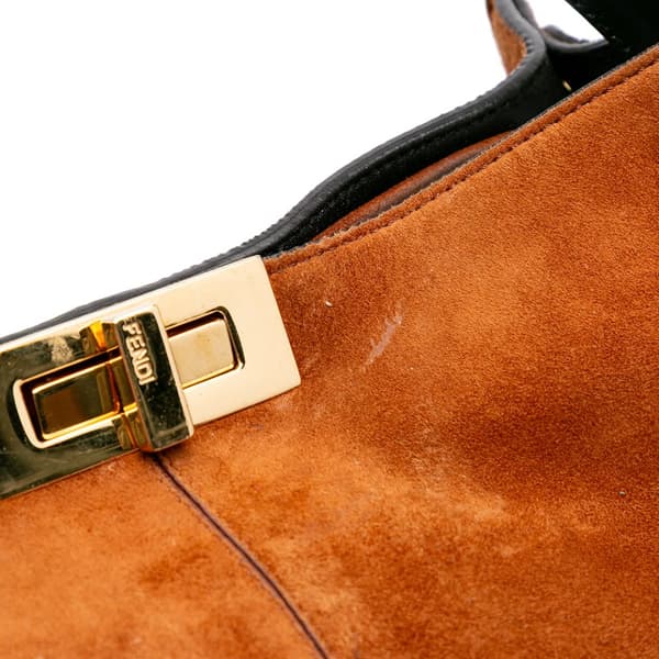 Pre-owned Fendi Large Suede Peekaboo X-Lite Brown