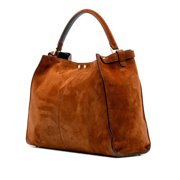 Pre-owned Fendi Large Suede Peekaboo X-Lite Brown