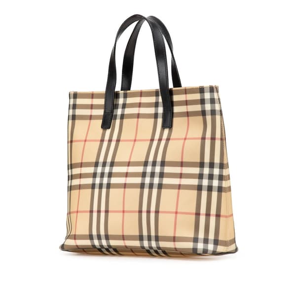 Pre-owned Burberry House Check Canvas Tote Brown