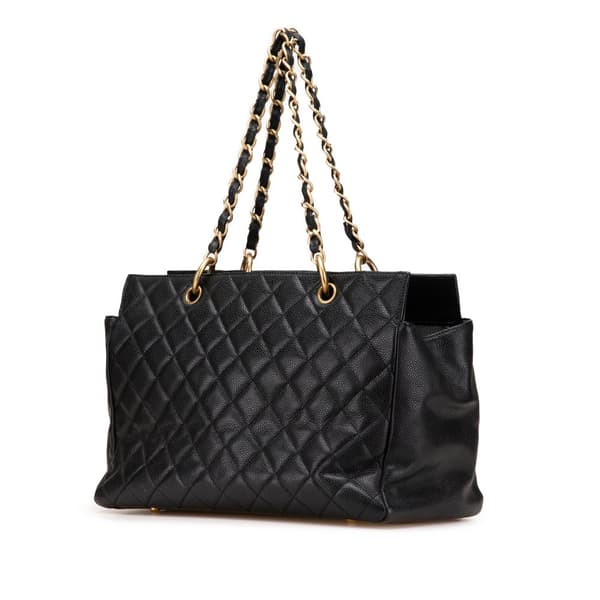 Pre-owned Chanel Grand Quilted Caviar Timeless Shopping Tote Black