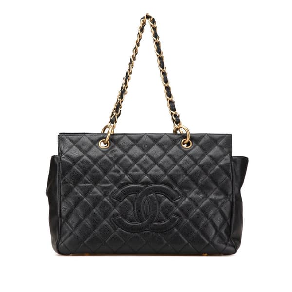 Pre-owned Chanel Grand Quilted Caviar Timeless Shopping Tote Black