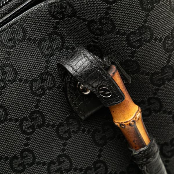 Pre-owned Gucci GG Canvas Bamboo Tote Black