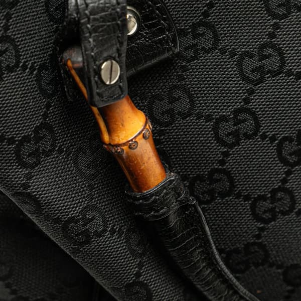 Pre-owned Gucci GG Canvas Bamboo Tote Black