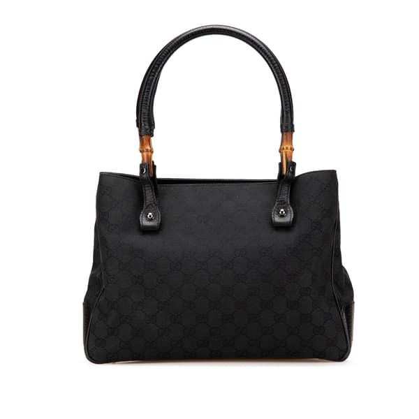 Pre-owned Gucci GG Canvas Bamboo Tote Black