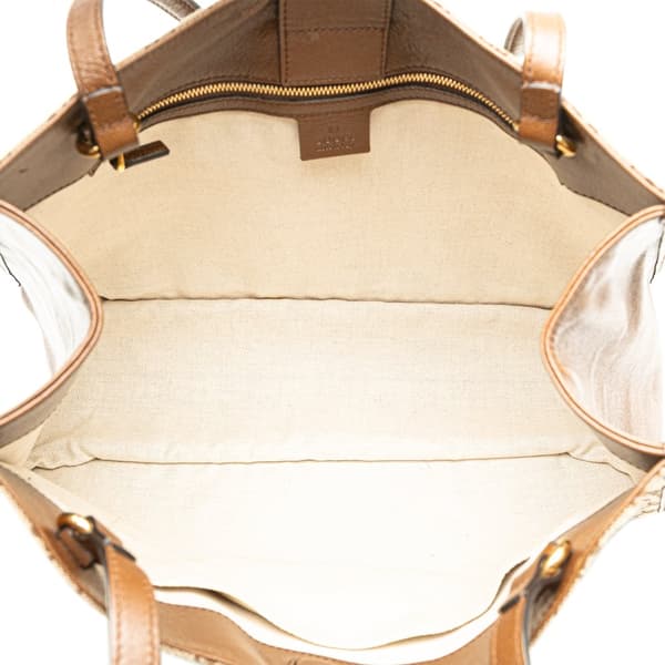 Pre-owned Gucci Medium GG Canvas Horsebit 1955 Tote Brown