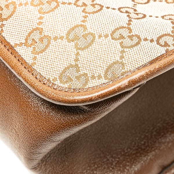 Pre-owned Gucci Medium GG Canvas Horsebit 1955 Tote Brown