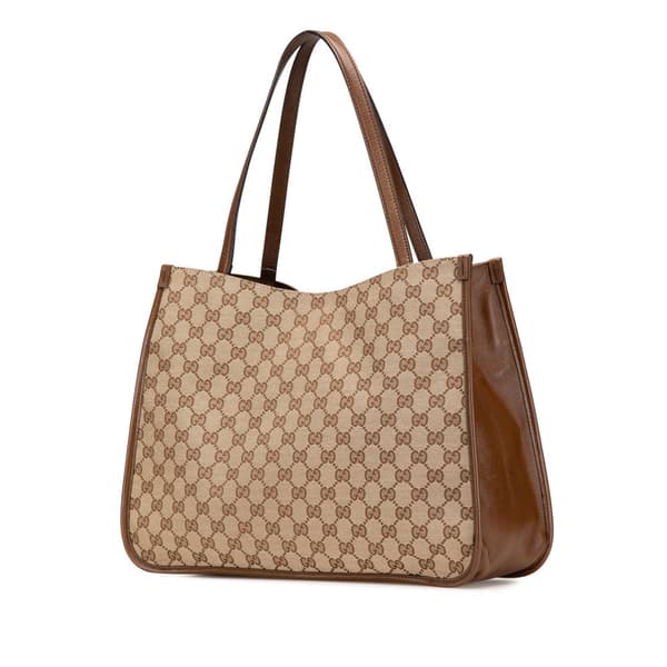 Pre-owned Gucci Medium GG Canvas Horsebit 1955 Tote Brown