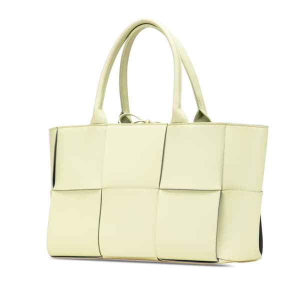 Pre-owned Bottega Veneta Small Lambskin Intrecciato Arco Tote White