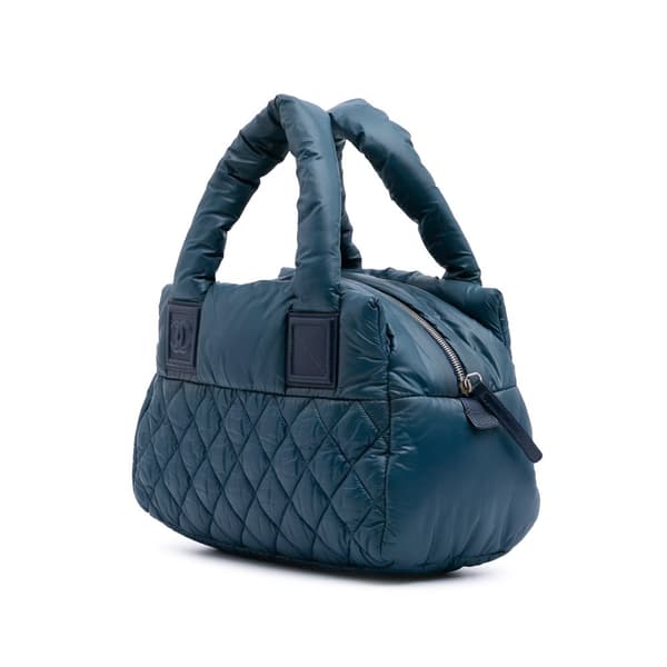 Pre-owned Chanel Small Quilted Nylon Coco Cocoon Tote Blue