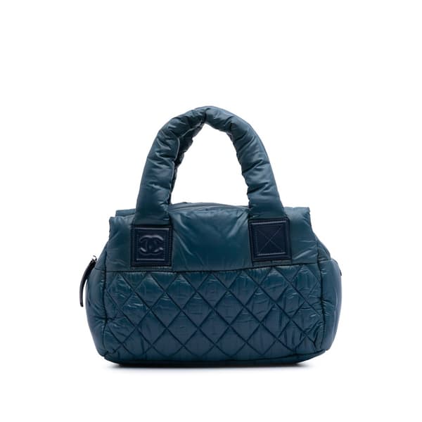 Pre-owned Chanel Small Quilted Nylon Coco Cocoon Tote Blue