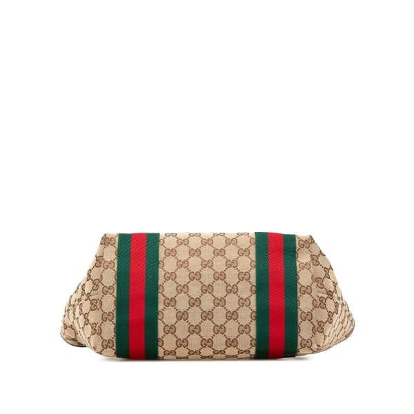 Pre-owned Gucci GG Canvas Web Jolie Tote Brown