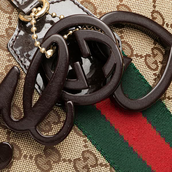 Pre-owned Gucci GG Canvas Web Jolie Tote Brown