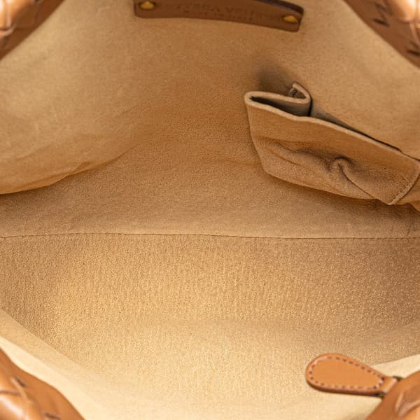 Pre-owned Bottega Veneta Mini Nappa Intrecciato Shopper Tote Brown