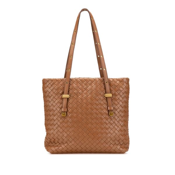 Pre-owned Bottega Veneta Mini Nappa Intrecciato Shopper Tote Brown