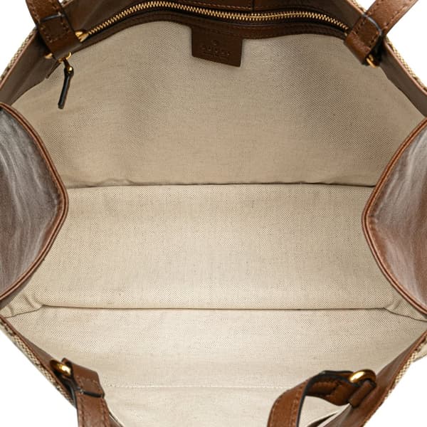 Pre-owned Gucci Medium GG Canvas Horsebit 1955 Tote Brown