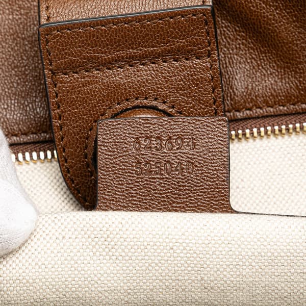 Pre-owned Gucci Medium GG Canvas Horsebit 1955 Tote Brown
