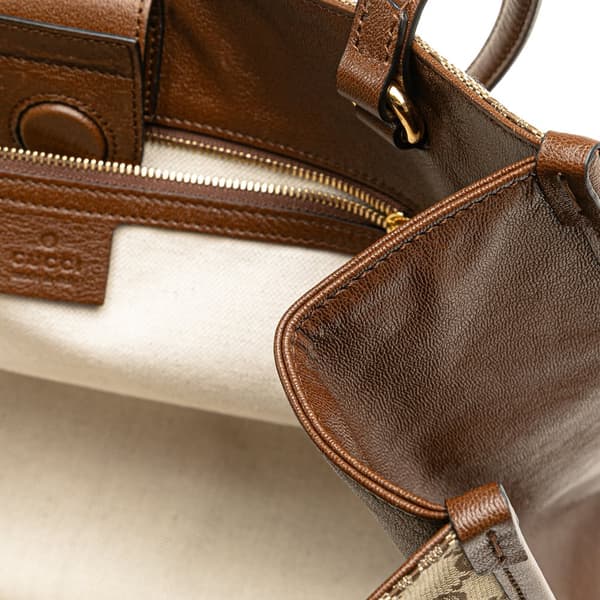 Pre-owned Gucci Medium GG Canvas Horsebit 1955 Tote Brown