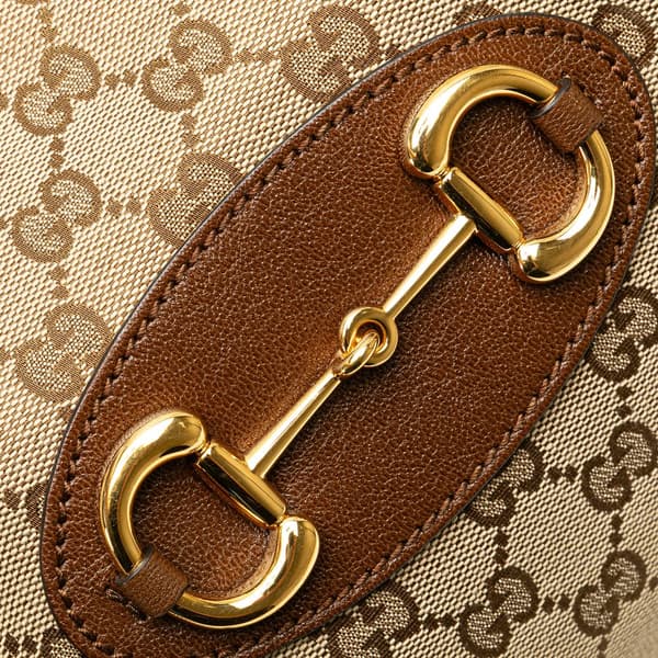 Pre-owned Gucci Medium GG Canvas Horsebit 1955 Tote Brown