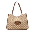Miniatyrbild 1 av 10: Pre-owned Gucci Medium GG Canvas Horsebit 1955 Tote Brown