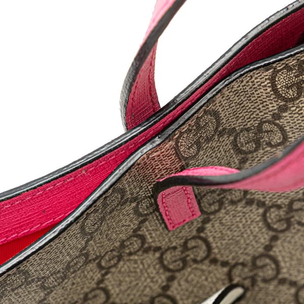 Pre-owned Gucci GG Supreme Kids Rabbit Tote Brown