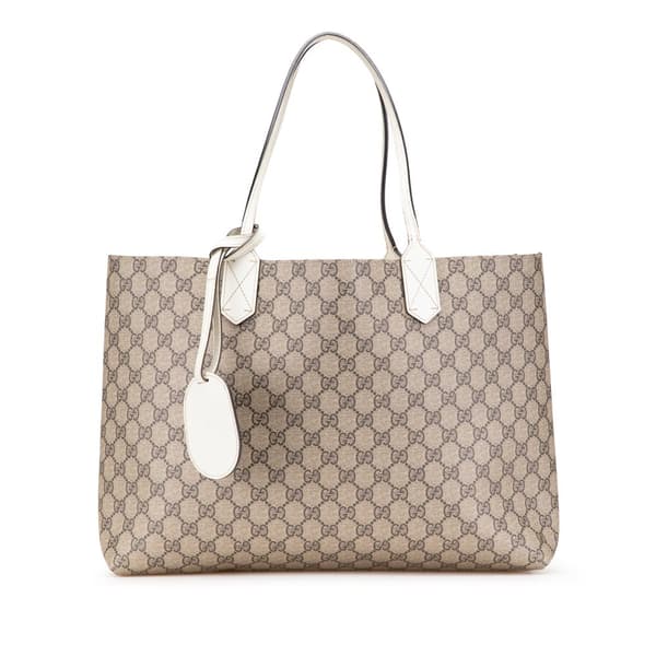 Pre-owned Gucci Medium GG Supreme Reversible Tote Brown