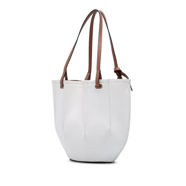 Pre-owned LOEWE Paulas Ibiza Denim Shell Basket Tote White
