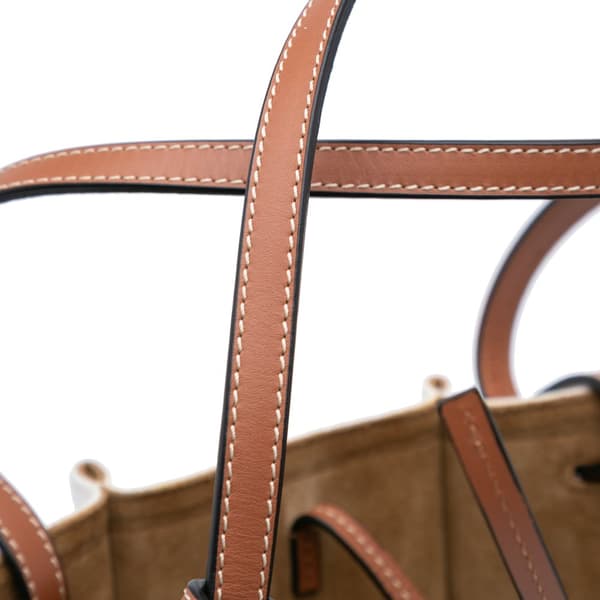 Pre-owned LOEWE Paulas Ibiza Denim Shell Basket Tote White