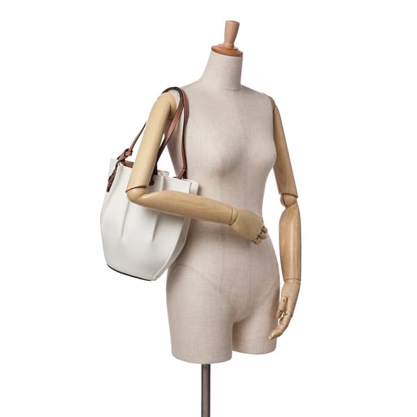 Pre-owned LOEWE Paulas Ibiza Denim Shell Basket Tote White