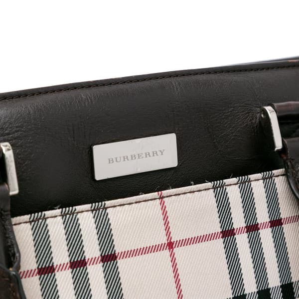 Pre-owned Burberry House Check Canvas Tote Brown