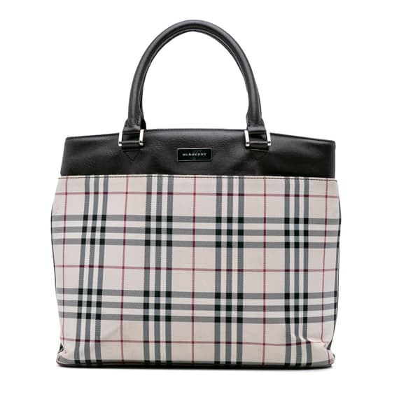 Pre-owned Burberry House Check Canvas Tote Brown