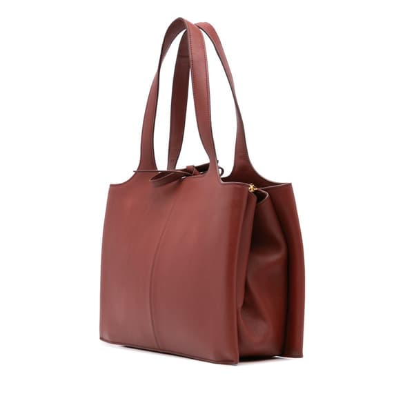 Pre-owned Celine Medium Calfskin Trifold Tote Red