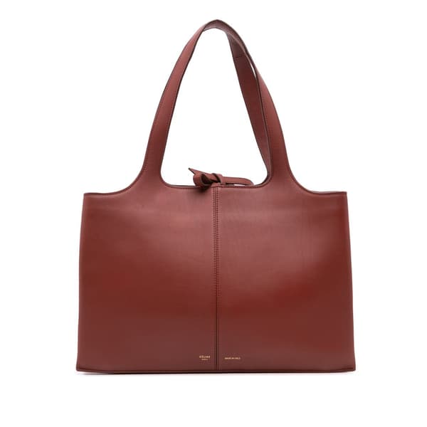 Pre-owned Celine Medium Calfskin Trifold Tote Red