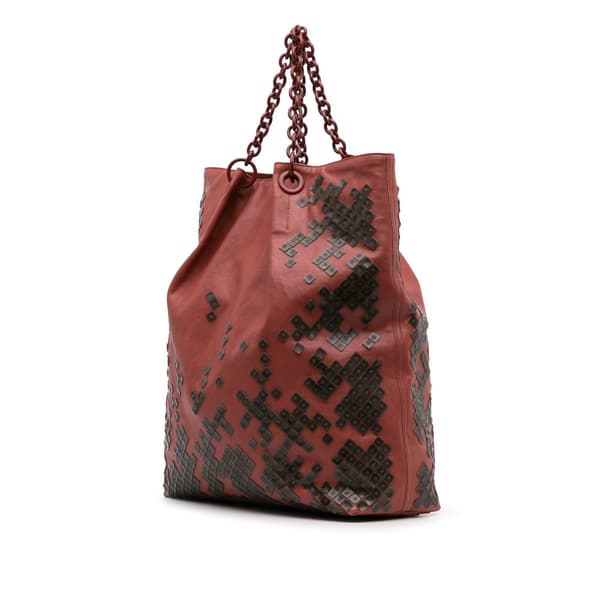 Pre-owned Bottega Veneta Vitello Mosaico Laque Tote Red