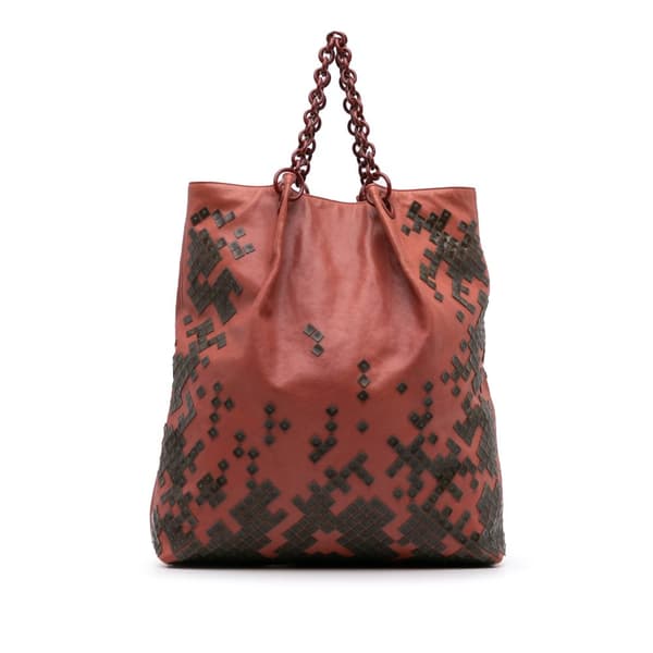 Pre-owned Bottega Veneta Vitello Mosaico Laque Tote Red