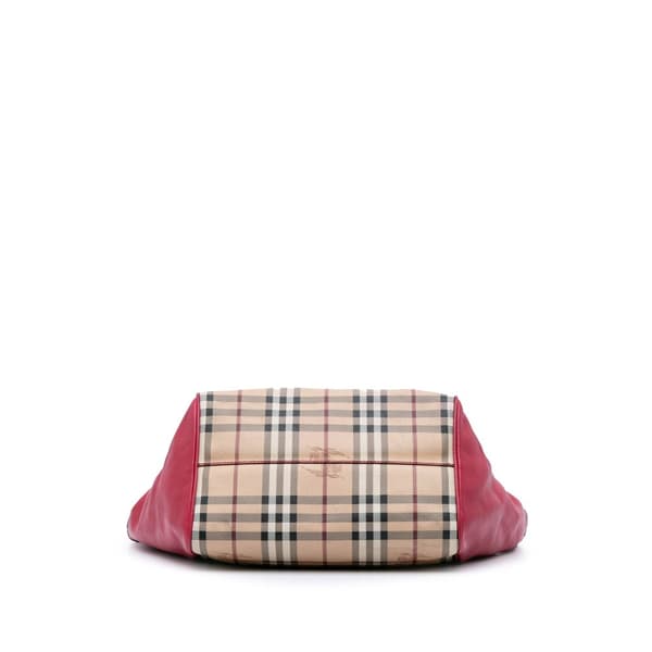 Pre-owned Burberry Small Haymarket Check Coated Canvas Canterbury Tote Brown