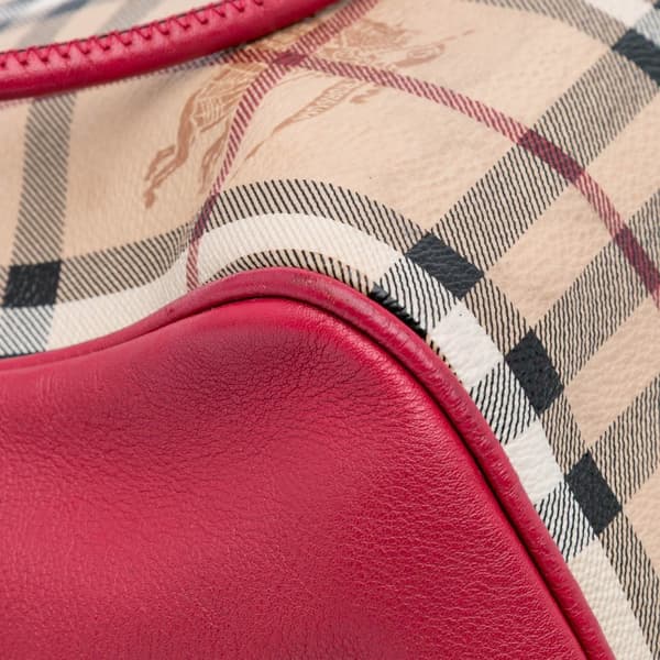 Pre-owned Burberry Small Haymarket Check Coated Canvas Canterbury Tote Brown