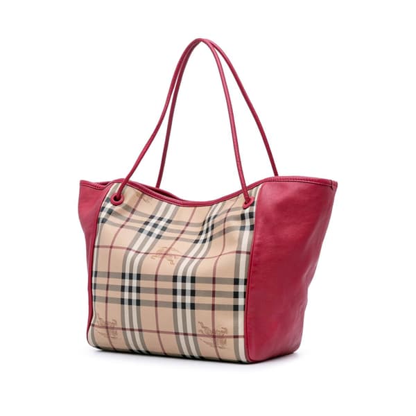 Pre-owned Burberry Small Haymarket Check Coated Canvas Canterbury Tote Brown