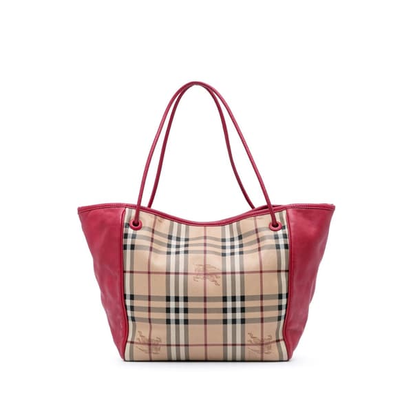 Pre-owned Burberry Small Haymarket Check Coated Canvas Canterbury Tote Brown