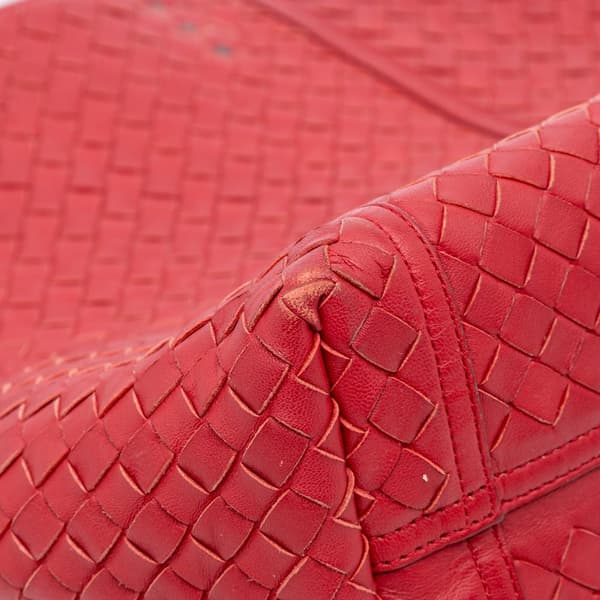 Pre-owned Bottega Veneta Nappa Intrecciato Tote Red