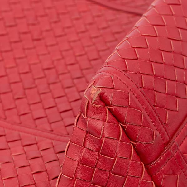 Pre-owned Bottega Veneta Nappa Intrecciato Tote Red