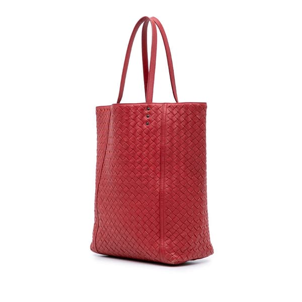 Pre-owned Bottega Veneta Nappa Intrecciato Tote Red