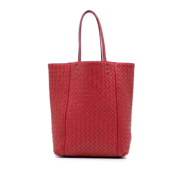 Pre-owned Bottega Veneta Nappa Intrecciato Tote Red