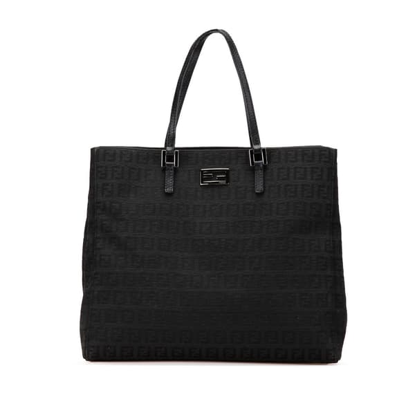 Pre-owned Fendi Zucchino Canvas Tote Black