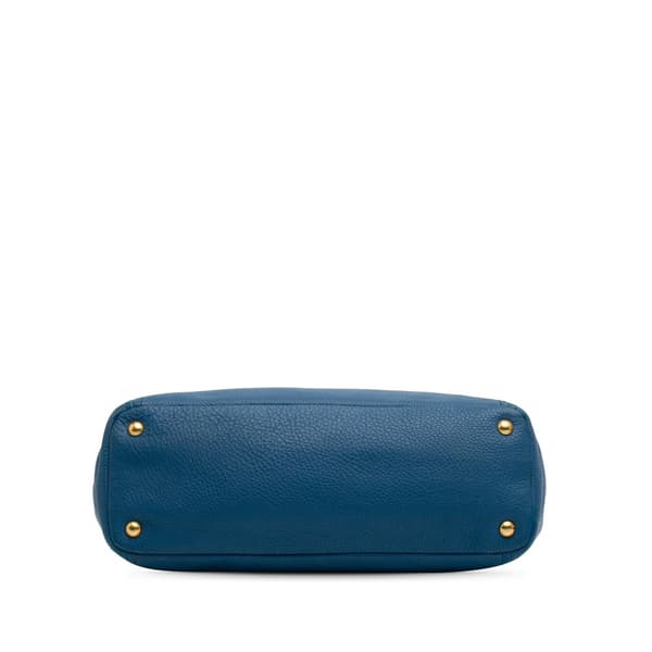 Pre-owned Prada Vitello Daino Tote Blue