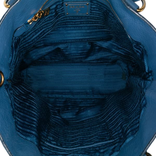 Pre-owned Prada Vitello Daino Tote Blue