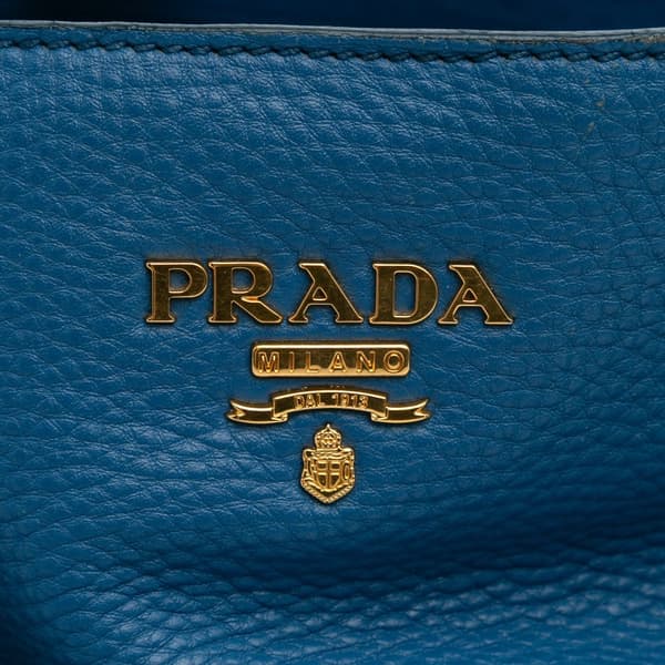 Pre-owned Prada Vitello Daino Tote Blue