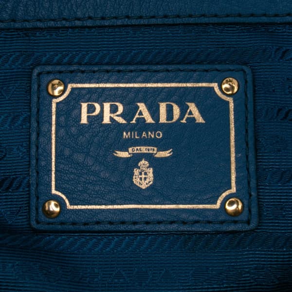 Pre-owned Prada Vitello Daino Tote Blue